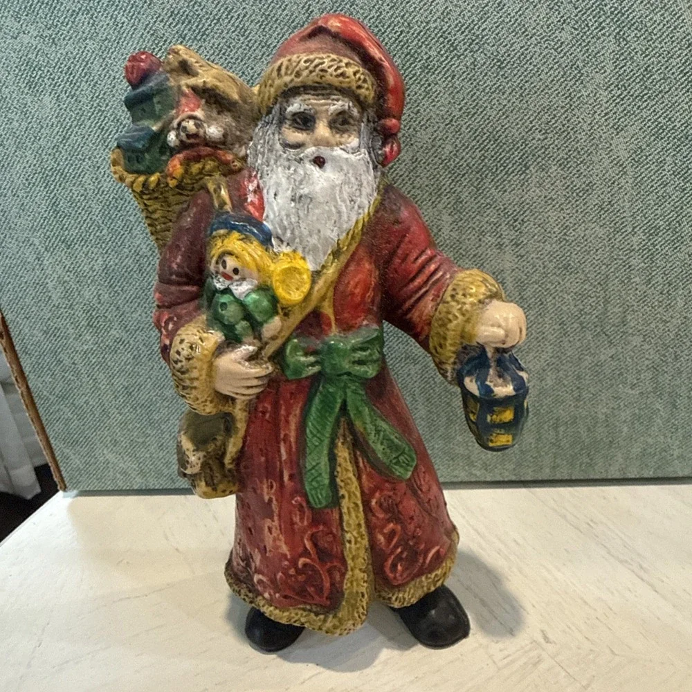 Old World Santa Hard Plastic Lg‎ Blow Mold Hanging 7